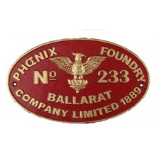 Load image into Gallery viewer, PHEONIX Foundry Co LTD BALLARAT 1889 - cast iron sign plaque