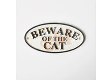Load image into Gallery viewer, BEWARE OF THE CAT - cast iron sign plaque
