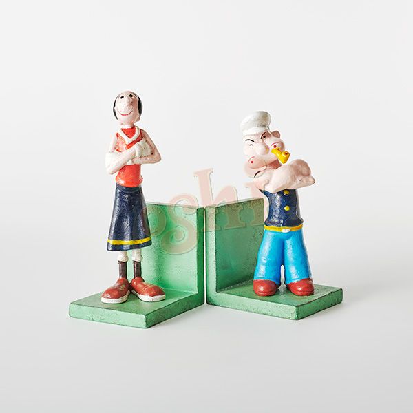 Popeye & Olive cast iron bookends cartoon