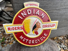 Load image into Gallery viewer, Indian Motorcycle Riders Group sign - cast iron 24cm
