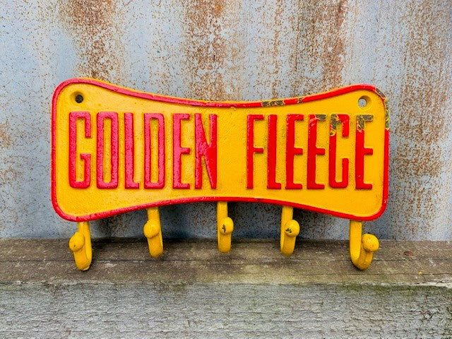 Golden Fleece Key Holder Cast Iron Plaque Yellow