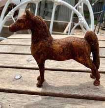 Load image into Gallery viewer, Horse statue figurine - rusty cast iron
