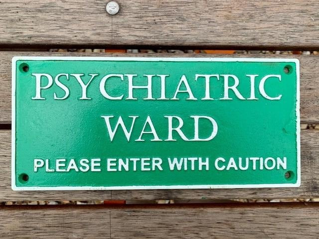 Psychiatric Ward DOOR -  green - Sign Plaque - Cast iron