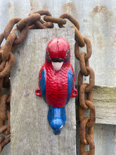 Load image into Gallery viewer, Crimson Rosella parrot cast iron coat hook

