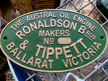 Load image into Gallery viewer, Ronaldson Bros - Cast Iron Plaque sign - Ballarat Victoria 27cm
