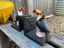 Load image into Gallery viewer, Guinness toucan bird Mancave brewery cast iron book ends
