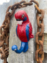Load image into Gallery viewer, Crimson Rosella parrot cast iron coat hook
